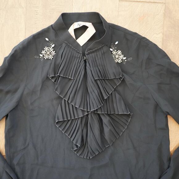 No. 21 ITALY Silk Acetate Ruffle Neck embellished blouse IT 38 US 2 - Picture 8 of 8